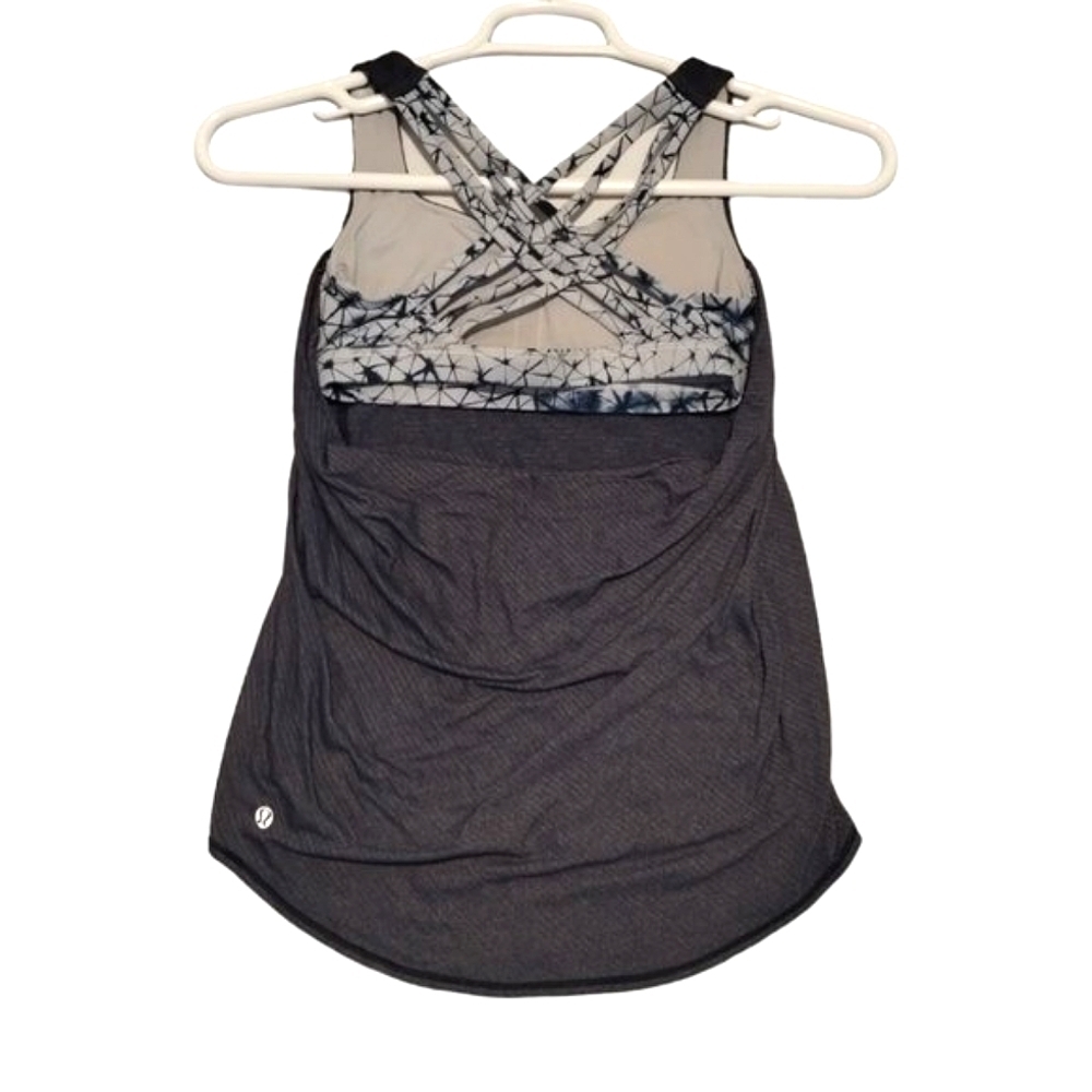 Lululemon Free to be Wild Tank Top Size 4 Black Built In Bra Drape Open Back